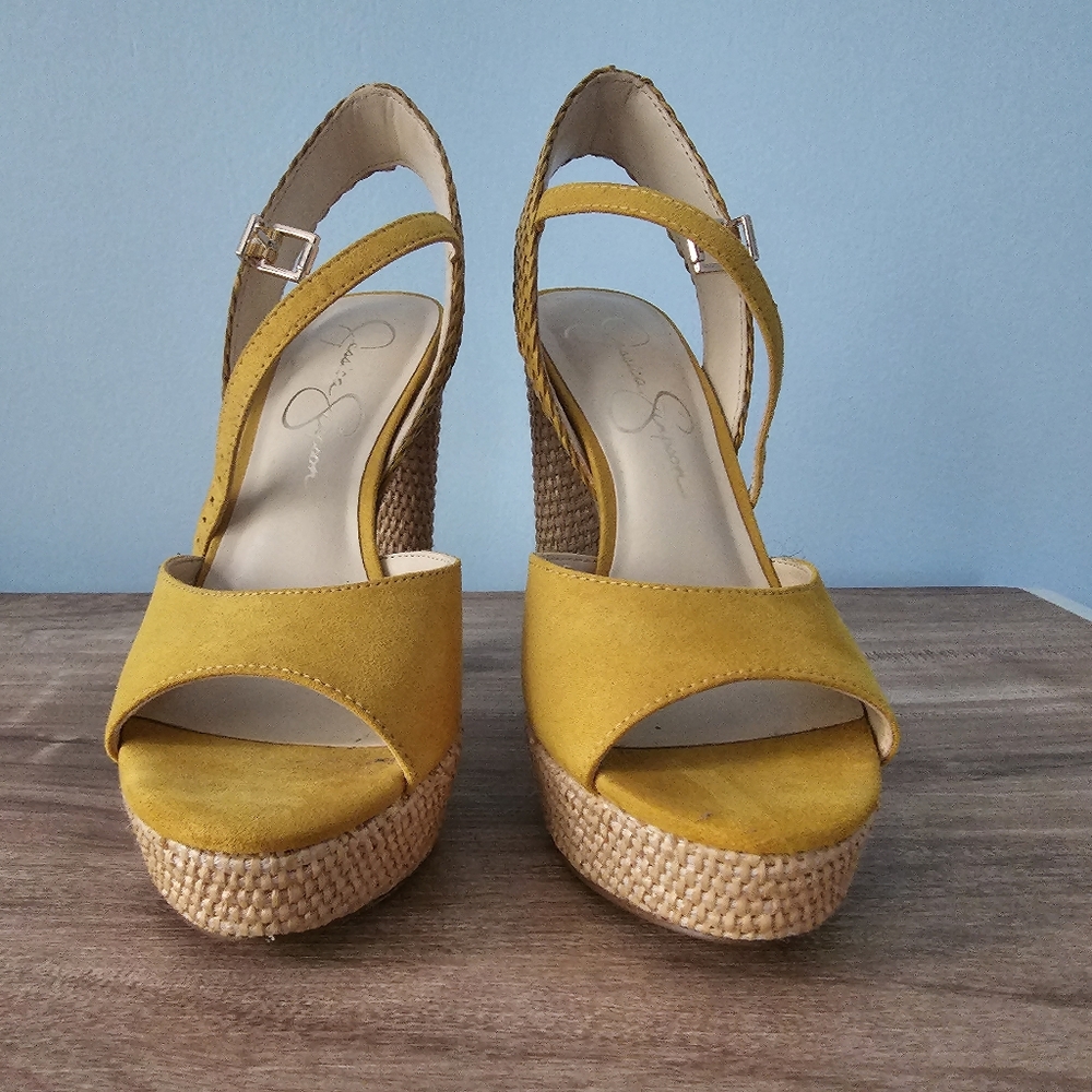Jessica Simpson yellow platform heels